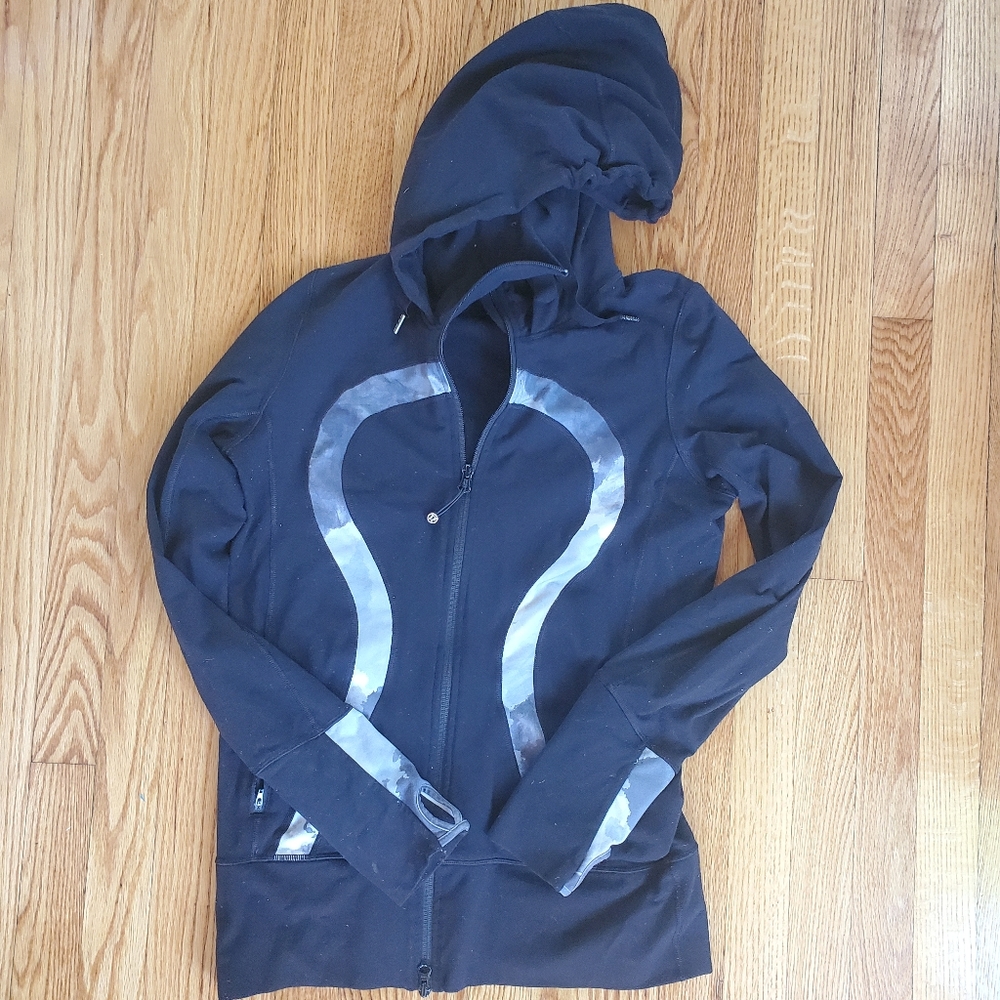 Lululemon black running hooded zip up